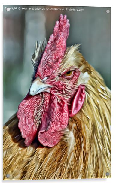 Majestic Rooster Portrait Acrylic by Kevin Maughan