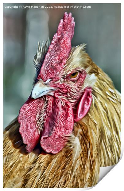 Majestic Rooster Portrait Print by Kevin Maughan