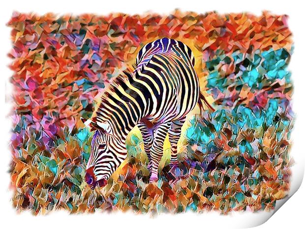 Abstract Zebra (Digital Art Version) Print by Kevin Maughan