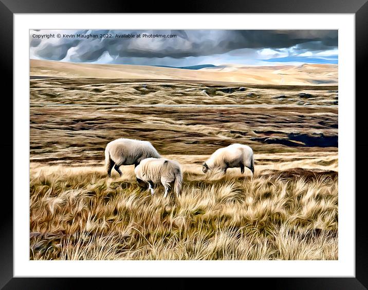 Majestic Sheep Roaming the Pennine Way Framed Mounted Print by Kevin Maughan
