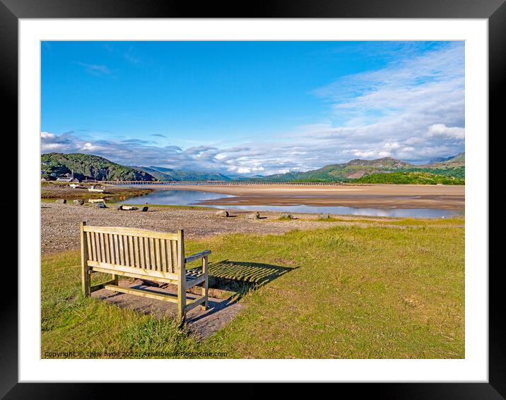 Fairbourne Estuary Towards Mountains Framed Mounted Print by chris hyde