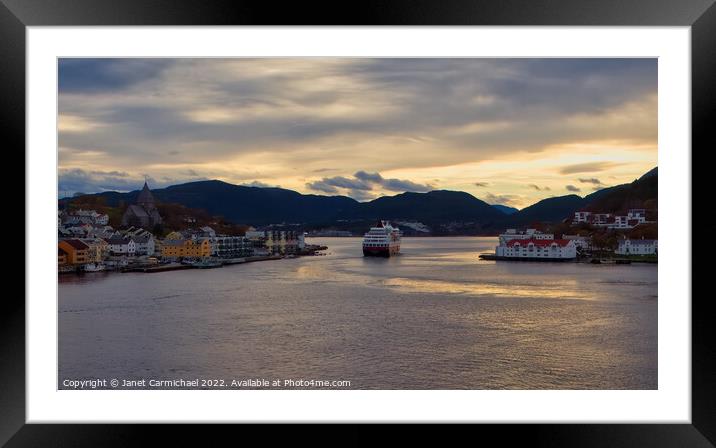 Dawn in the Norwegian Fjords Framed Mounted Print by Janet Carmichael