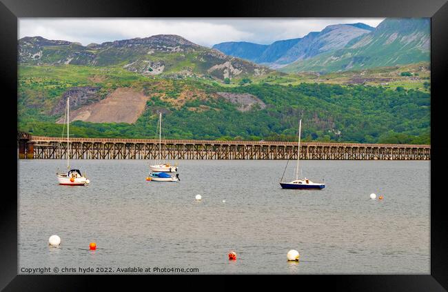 Yachts in Barmouth Wales Framed Print by chris hyde