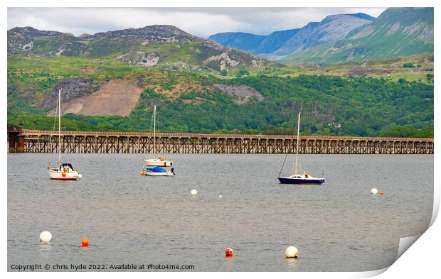 Yachts in Barmouth Wales Print by chris hyde