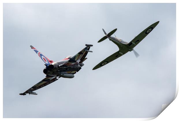 RAF Typhoon and Spitfire Print by J Biggadike