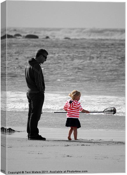 Daddy's Little Girl selective colour Canvas Print by Terri Waters