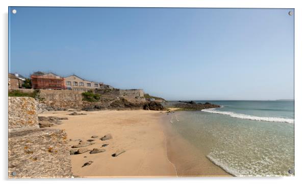 Bamaluz Beach St Ives Cornwall Acrylic by kathy white