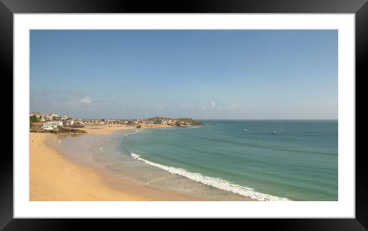 St Ives bay Porthminster Beach Framed Mounted Print by kathy white