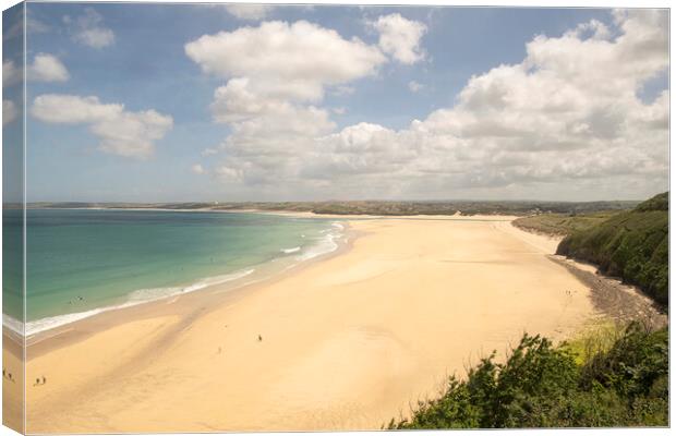 Hayle beach St Ives bay Canvas Print by kathy white