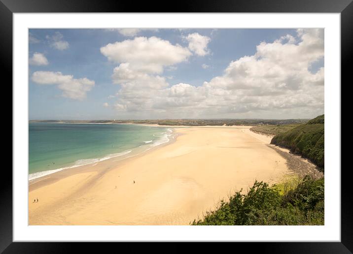 Hayle beach St Ives bay Framed Mounted Print by kathy white
