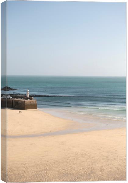St Ives,Lighthouse Canvas Print by kathy white