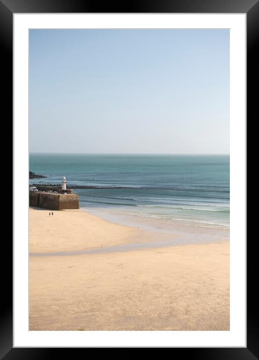 St Ives,Lighthouse Framed Mounted Print by kathy white
