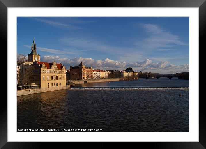 View Upstream from Charles Bridge Framed Mounted Print by Serena Bowles