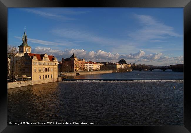 View Upstream from Charles Bridge Framed Print by Serena Bowles