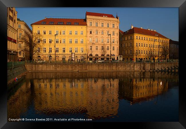 Buildings beside the Vltava River, Prague Framed Print by Serena Bowles