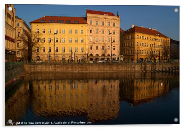 Buildings beside the Vltava River, Prague Acrylic by Serena Bowles