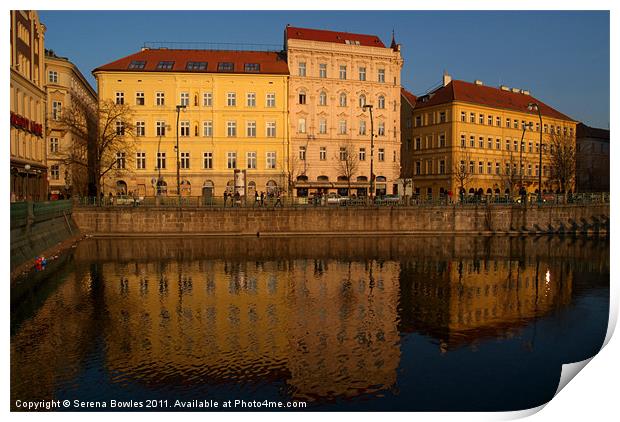 Buildings beside the Vltava River, Prague Print by Serena Bowles