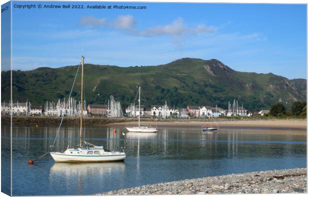 Yachts in River Conwy from Deganwy Canvas Print by Andrew Bell