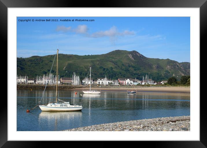 Yachts in River Conwy from Deganwy Framed Mounted Print by Andrew Bell