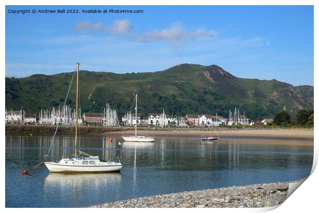 Yachts in River Conwy from Deganwy Print by Andrew Bell
