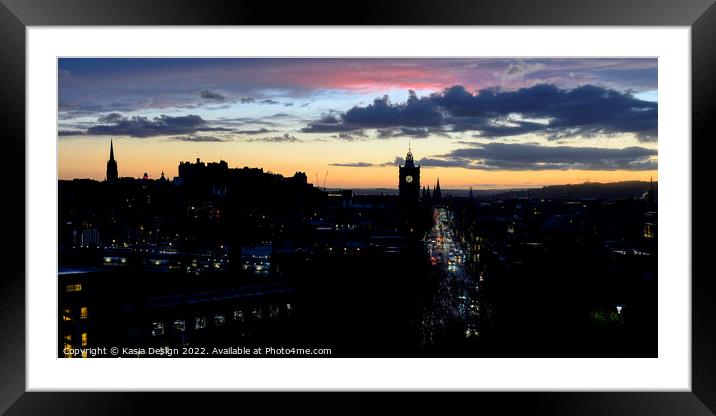 Edinburgh City Sunset from Calton Hill Framed Mounted Print by Kasia Design