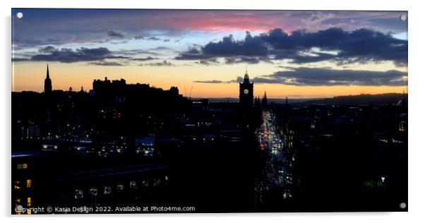 Edinburgh City Sunset from Calton Hill Acrylic by Kasia Design