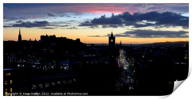 Edinburgh City Sunset from Calton Hill Print by Kasia Design