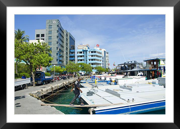 Male' city harbor Framed Mounted Print by Hassan Najmy