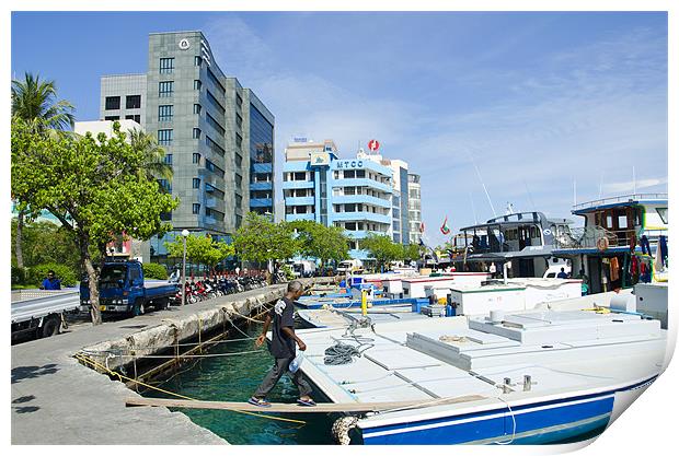 Male' city harbor Print by Hassan Najmy