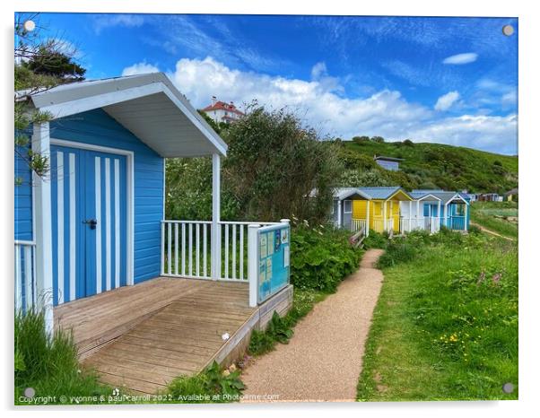 The beach huts at Coldingham Bay Acrylic by yvonne & paul carroll