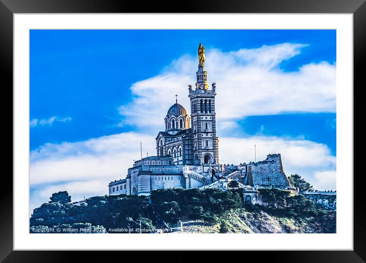 Notre Dame de la Garde Church Marseille France Framed Mounted Print by William Perry