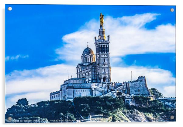 Notre Dame de la Garde Church Marseille France Acrylic by William Perry