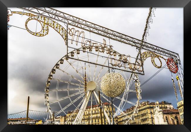 Ferris Wheel Christmas Decorations Marseille France Framed Print by William Perry