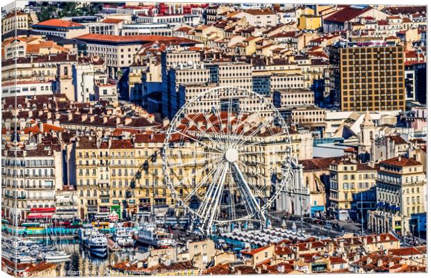 Ferris Wheel Cityscape Harbors Marseille France Canvas Print by William Perry