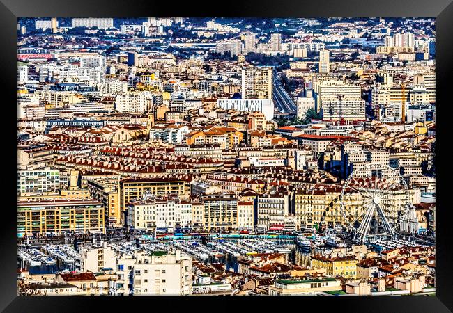 Ferris Wheel Cityscape Marseille France Framed Print by William Perry