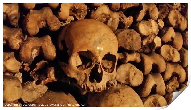 Skull and bones, Paris Catacombs Print by Lee Osborne