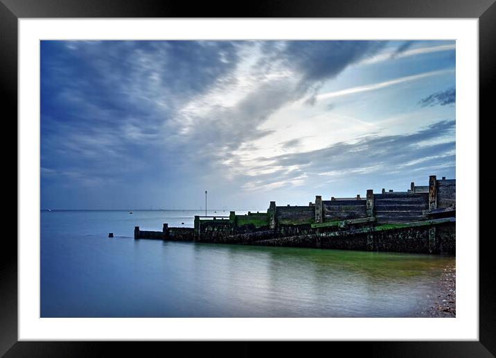 Whitstable Groyne and Sea Framed Mounted Print by Darren Galpin