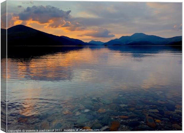Sunset on Loch Lomond  Canvas Print by yvonne & paul carroll