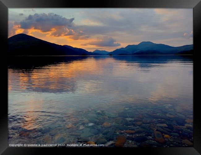 Sunset on Loch Lomond  Framed Print by yvonne & paul carroll
