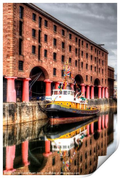 Brocklebank Tug Boat Albert Dock Print by David Pyatt