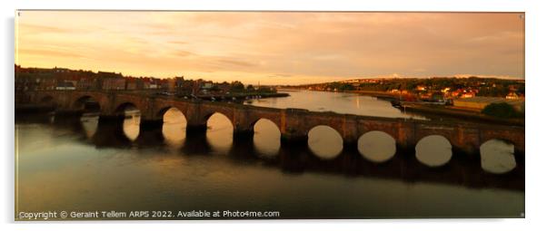 Berwick  Old Bridge at dawn,  Berwick upon Tweed. England, UK Acrylic by Geraint Tellem ARPS