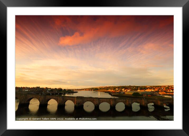 Berwick  Old Bridge at dawn,  Berwick upon Tweed. England, UK Framed Mounted Print by Geraint Tellem ARPS