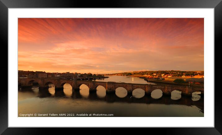 Berwick  Old Bridge at dawn,  Berwick upon Tweed. England, UK Framed Mounted Print by Geraint Tellem ARPS