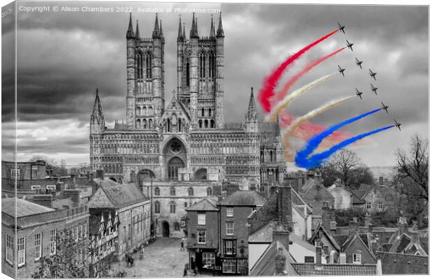 The Red Arrows Of Lincoln Col Sel Canvas Print by Alison Chambers