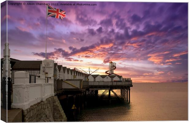 Herne Bay Pier Sunset Sky Canvas Print by Alison Chambers