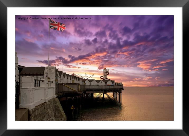 Herne Bay Pier Sunset Sky Framed Mounted Print by Alison Chambers