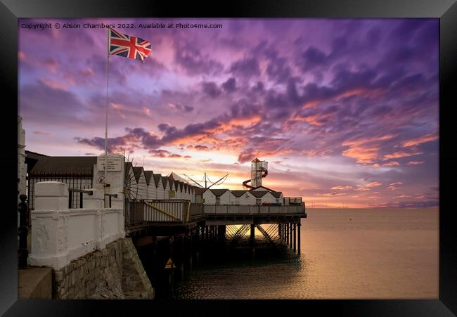 Herne Bay Pier Sunset Sky Framed Print by Alison Chambers