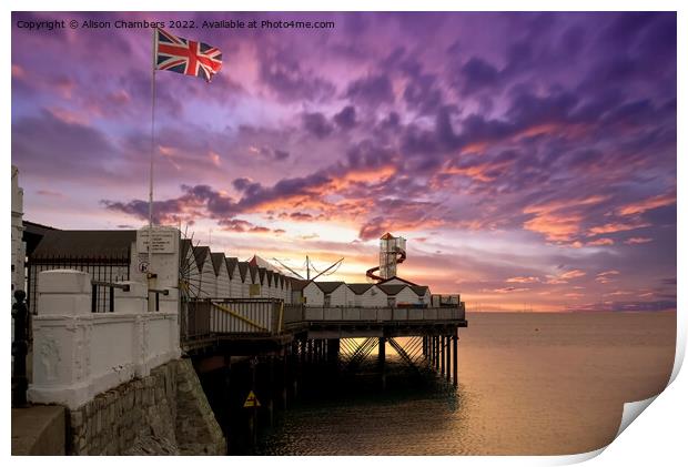 Herne Bay Pier Sunset Sky Print by Alison Chambers