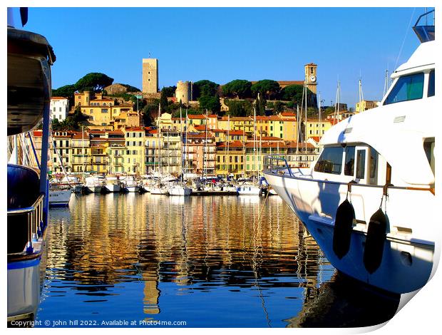 The Marina at Cannes, France. Print by john hill