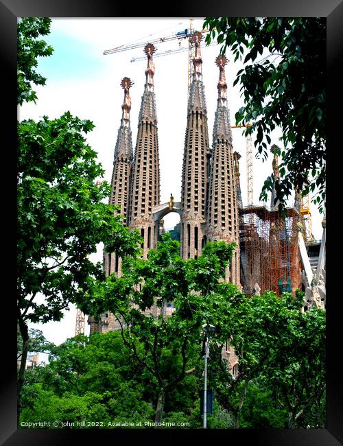 La Sagrada Familia, Barcelona, Spain. (portrait) Framed Print by john hill